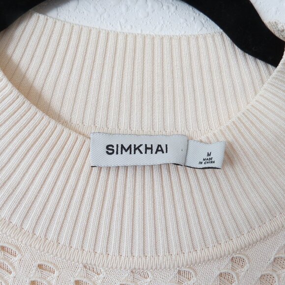 Jonathan Simkhai Eyelet Fringe Knit Midi Dress – Size M (Fits XS/S) – Excellent - Picture 4 of 7